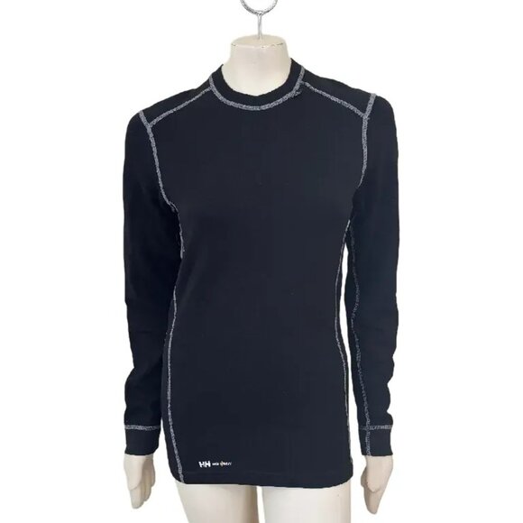 HELLY HANSEN Long Sleeve Merino Wool Baselayer Shirt in Black SZ L - Picture 1 of 9
